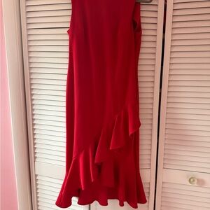 Calvin Klein Red Ruffled Midi Dress - Women